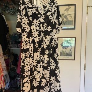 LuLaRoe Skylar XL Dress Black White Daisy!